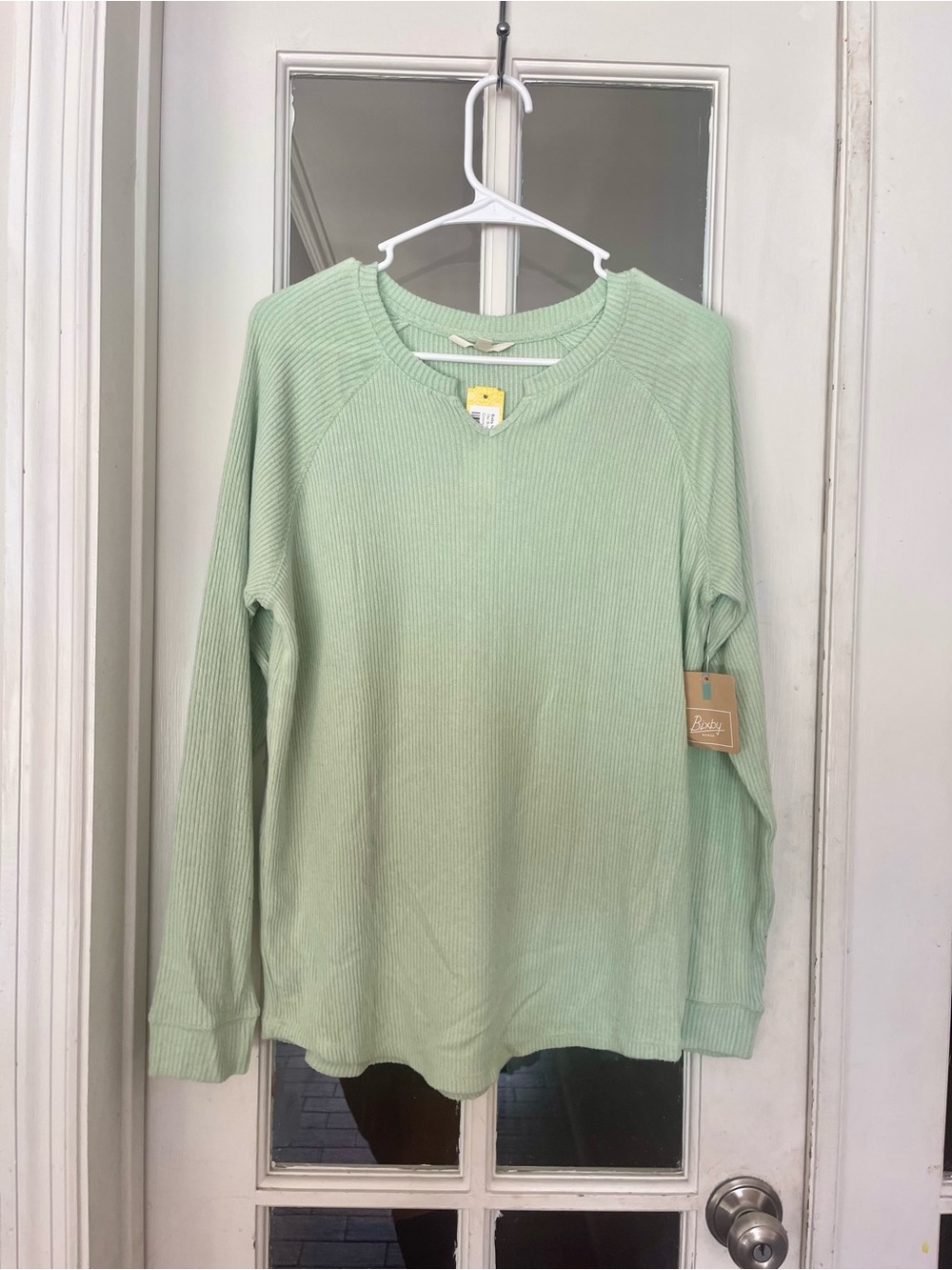 Bixby Nomad Kids Ribbed Long-Sleeve Top in Mint Green